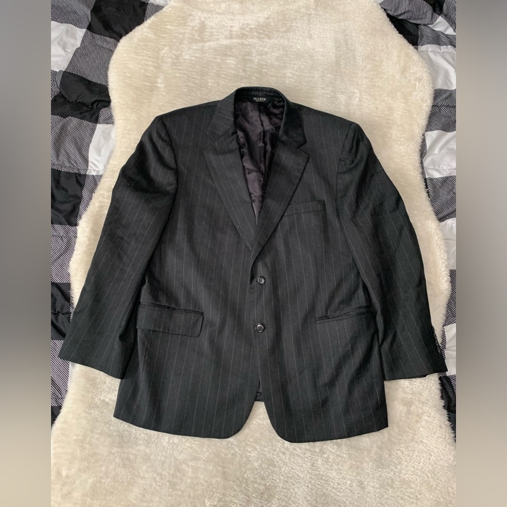 Jos A Bank Signature Collection Mens Sport Blazer Gray Striped Wool Jacket 44S‎